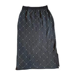 Beautiful! Women’s Ontwelfth Rhinestone Black Midi Skirt Size XL